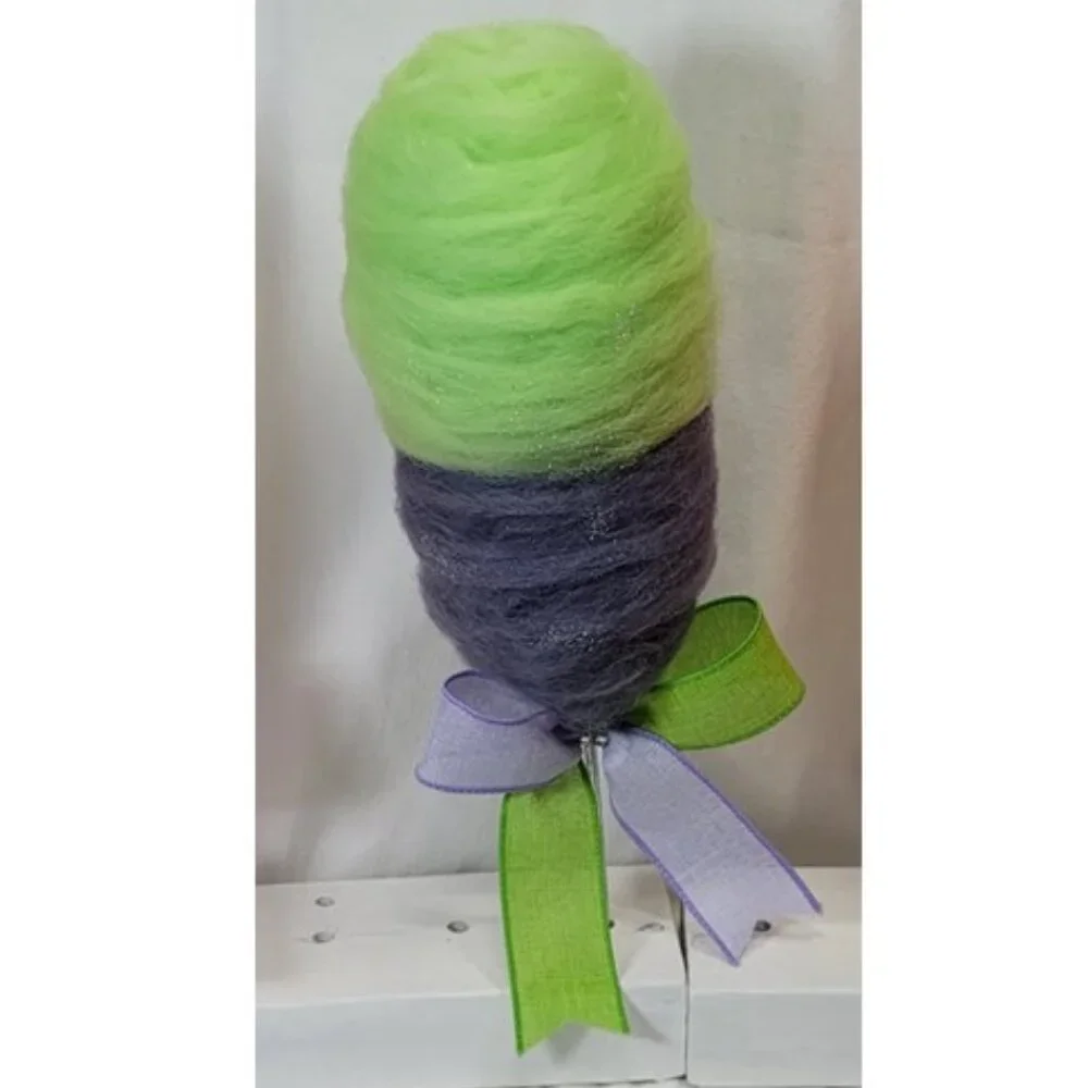 Decorative Fake Glittered Cotton Candy - Purple and Lime Green‎